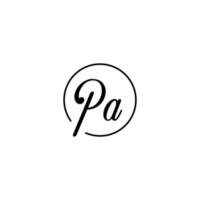 logotipo inicial del círculo pa mejor para la belleza y la moda en un concepto femenino audaz vector
