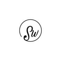 SW circle initial logo best for beauty and fashion in bold feminine concept vector