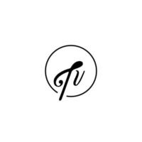 TV circle initial logo best for beauty and fashion in bold feminine concept vector
