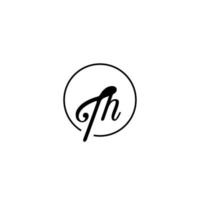 TH circle initial logo best for beauty and fashion in bold feminine concept vector