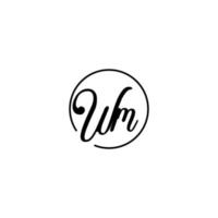WM circle initial logo best for beauty and fashion in bold feminine concept vector