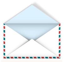 sobre de correo abierto vacío detallado realista. envio de correspondencia, correo de trabajo. alerta al cliente. vector aislado sobre fondo blanco