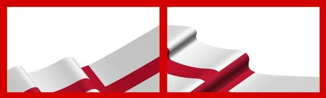 Background, template for festive design. English flag waving in the wind. Realistic vector on red background