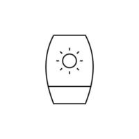 bloqueador solar, protector solar, loción, plantilla de logotipo de ilustración de vector de icono de línea delgada de verano. adecuado para muchos propósitos.