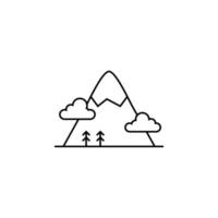 montaña, colina, monte, pico línea delgada icono vector ilustración logotipo plantilla. adecuado para muchos propósitos.