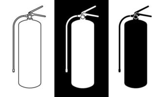 Fire extinguisher icon in black and white and in linear style. Technical signs and symbols. Isolated vector