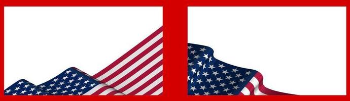 Background, template for festive design. American flag flies in the wind. Realistic vector on white background