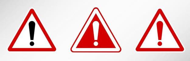 triangular alarm sign with exclamation mark. Red-white vector