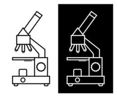 ícono blanco y negro de un microscopio médico. equipo para la investigación científica. elemento web vector aislado