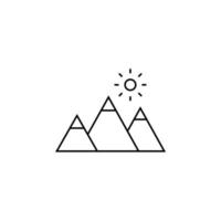 montaña, colina, monte, pico línea delgada icono vector ilustración logotipo plantilla. adecuado para muchos propósitos.