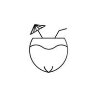 bebida de coco, plantilla de logotipo de ilustración de vector de icono de línea delgada de jugo. adecuado para muchos propósitos.