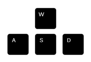 Set of gaming keyboard keys A W S D on a white background. Isolated vector