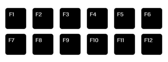 set of auxiliary keyboard keys from F1 to F12. Isolated vector on white background