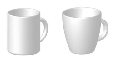 template mockup mugs for coffee or cocoa. Isolated realistic vector on white background