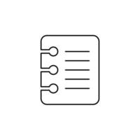 Notes, Notepad, Notebook, Memo, Diary Thin Line Icon Vector Illustration Logo Template. Suitable For Many Purposes.