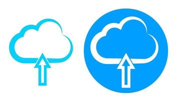 Cloud data download icon. Blue cloud with download arrow vector