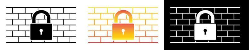 Firewall sign is black and white and in the colors of fire. Network data protection. Vector