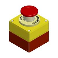 red emergency stop button. Actions in a dangerous situation. Realistic 3d vector on white background