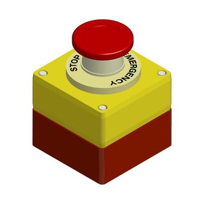red emergency stop button. Actions in a dangerous situation. Realistic 3d vector on white background