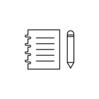 Notes, Notepad, Notebook, Memo, Diary, Paper Thin Line Icon Vector Illustration Logo Template. Suitable For Many Purposes.