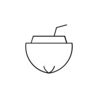 Coconut Drink, Juice Thin Line Icon Vector Illustration Logo Template. Suitable For Many Purposes.