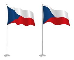 flag of Czech Republic on flagpole waving in the wind. Holiday design element. Checkpoint for map symbols. Isolated vector on white background