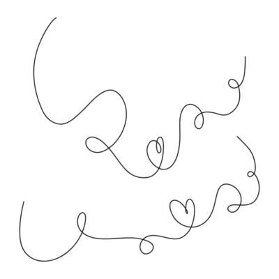 Set of abstract hand drawn heart in thin line. Heart continuous one line drawing. Scribble hand drawn heart illustration.