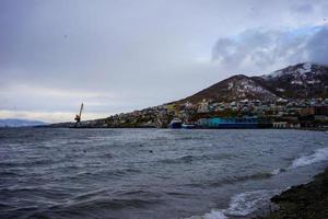 Seascape with a view of the coastline of Petropavlovsk-Kamchatsky, Russia photo