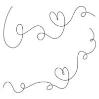 Set of abstract hand drawn heart in thin line. Heart continuous one line drawing. Scribble hand drawn heart illustration. vector