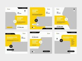 Yellow property roll up standee banner and social media story template vector