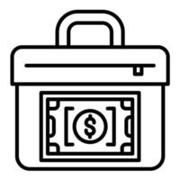 icono de línea de maleta de efectivo vector