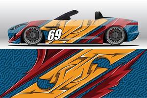 Abstract Race car wrap sticker design and sports background for daily use racing livery or car vinyl stickers vector