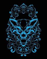 wolf artwork illustration and t shirt design Premium Vector