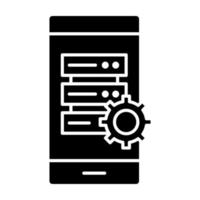 Smartphone Database Glyph Icon vector