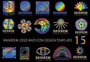 paquete de plantillas de diseño de iconos y logotipos de arco iris vector