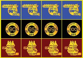 Up to 90, 95, 99, 100 percent off logo, sticker and icon design vector