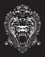 ilustración de arte kong y diseño de camiseta premium vector