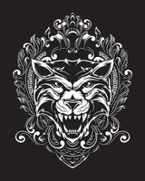 ilustración de ilustraciones de tigre y diseño de camiseta vector premium