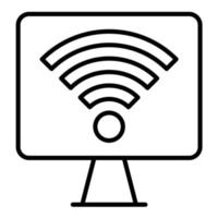 icono de línea wifi de computadora vector