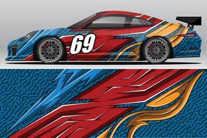 Abstract Race car wrap sticker design and sports background for daily use racing livery or car vinyl stickers vector