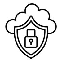 icono de línea de seguridad en la nube vector