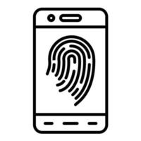 Mobile Fingerprint Line Icon vector