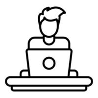 Man Working at Home Line Icon vector