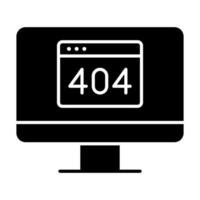 icono de glifo de error 404 vector