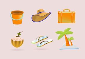 ilustraciones vectoriales de objetos de playa 3d set. adecuado para web, diseño de iconos. vector