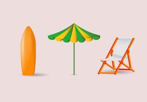 ilustraciones vectoriales de objetos de playa 3d set. adecuado para web, diseño de iconos. vector