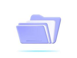 3d folder for management file. 3d document cartoon style minimal folder with files icon vector