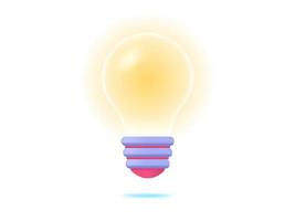 minimal 3d cartoon style yellow light bulb icon. Idea, solution, business, strategy concept.