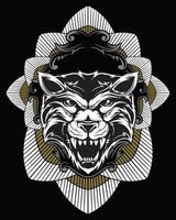 ilustración de ilustraciones de tigre y diseño de camiseta vector premium