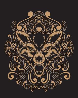 wolf artwork illustration and t shirt design Premium Vector